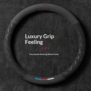 Housse <span class=keywords><strong>de</strong></span> <span class=keywords><strong>volant</strong></span> <span class=keywords><strong>de</strong></span> voiture transfrontalière avancée en cuir suédé gaufré antidérapant ultra-mince absorbant la transpiration toutes saisons - Product Image 6