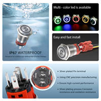 Interrupteurs à bouton-poussoir 16 mm étanches, à verrouillage, avec symbole d'alimentation lumineux, autres interrupteurs pour énergies renouvelables, TUV CE