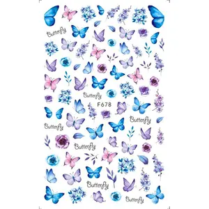 TSZS Wholesale Japanese Style Butterfly Flower Nail Decals 3D Art Waterproof Self Adhesive Nail Stickers Manicures Decorations