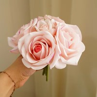 AL-5858 Haute Qualité Rose Real Touch Hydratant 6 Têtes Rose Fleur Rose Fleurs pour Mariage