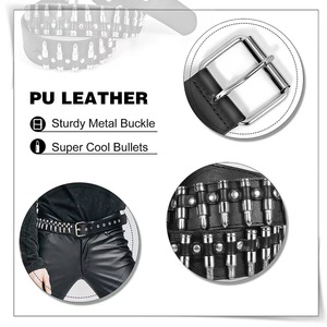 Cinturón de Metal Negro con Hebilla de Aleación, Ancho Regular, Estilo Punk Gótico - Product Image 4