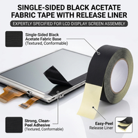 Ruban adhésif en tissu acétate noir simple face avec support de protection pour l'assemblage d'écrans LCD