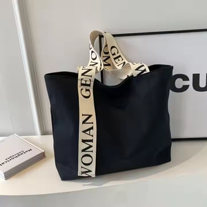 Bolso Tote de playa de lona de algodón grande de gran tamaño para mujer, logotipo personalizado para fiesta de fin de semana y regalo, patrón de letras de compras - Product Image 6