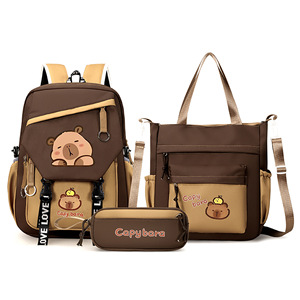 Nouvel ensemble de sacs à dos Capibara 3 pièces/ensemble, sac à dos pour enfants avec sac bandoulière, trousse à crayons, sac d'école pour enfants Capybaras - Product Image 2