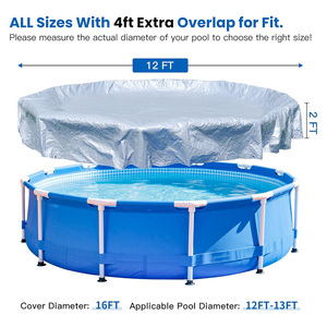 Cubiertas Redondas Plateadas <span class=keywords><strong>de</strong></span> 16 Mil para Piscinas Elevadas <span class=keywords><strong>de</strong></span> 12 Pies con Cabrestante y Cable, Venta al por Mayor Directa <span class=keywords><strong>de</strong></span> Fábrica China - Product Image 2