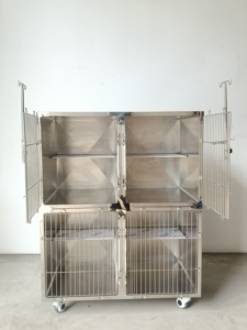 Jaula Clásica Reforzada para Gatos y Perros de 4 Niveles, Acero 304, Transpirable, con Cerradura de Seguridad Deslizante y Partición Desmontable, Crea un Espacio Tranquilo para el Perro - Product Image 4