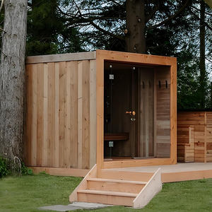 Clés arrière-cour de luxe 3 personnes bois vapeur infrarouge + panneau de commande extérieur moderne cabine de sauna - Product Image 6