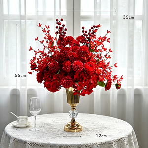 Elegante Bola de Flores <span class=keywords><strong>Artificiales</strong></span> de Seda para Boda, Moderna, con Florero de Cristal Electrochapado de Alta Calidad (35cm X 55cm) para Eventos en el Hogar - Product Image 6