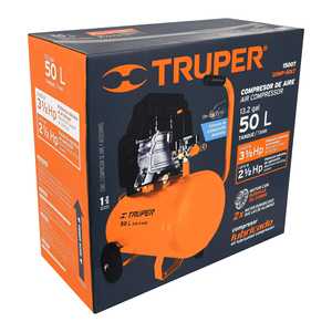 Compresseur horizontal Truper COMP-50LT 3-1/2 HP 50L avec piston neuf lubrifié 127V, réservoirs de 100L et 24L disponibles - Product Image 1