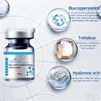 Poudre lyophilisée de peptide de cuivre pour soins de la peau, anti-âge, raffermissante, réparatrice, sérum facial au peptide de cuivre bleu GHK-Cu, marque privée