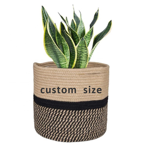 Vente en gros discount produit personnalisé <span class=keywords><strong>plante</strong></span> <span class=keywords><strong>panier</strong></span> tissé décor à la maison tissé <span class=keywords><strong>plante</strong></span> <span class=keywords><strong>panier</strong></span> coton corde <span class=keywords><strong>panier</strong></span> avec poignées - Product Image 3