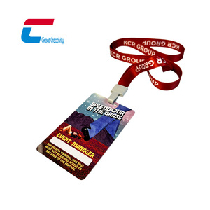 Impression personnalisée 13.56MHz événement en plastique <span class=keywords><strong>passe</strong></span> RFID lanière carte badges d'identification carte NFC avec sangle - Product Image 1