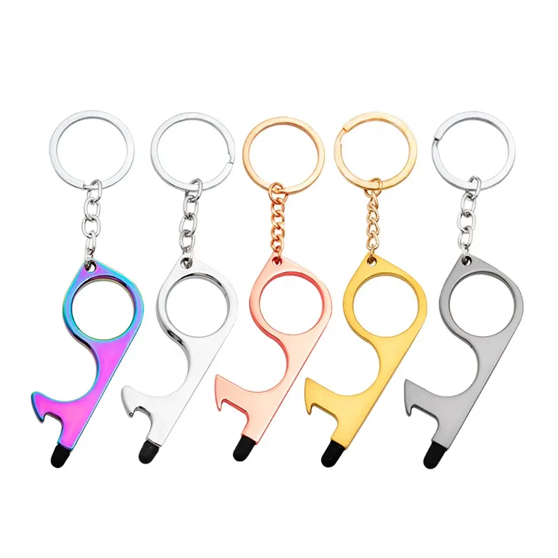 New Arrival Personalized Logo Keychain Multi Function Door Handle OpenerCheap Metal Keychain Customized