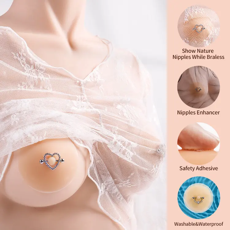 Xinke Mulit Style Reusable Skin Tone Fake Nipple Non Piercing Jwewlry Nipple Piercing Pasties