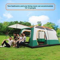 Tente de camping portable pliable renforcée en fer, double couche, quatre saisons, deux chambres, un salon, pour plusieurs personnes, 3000 mm