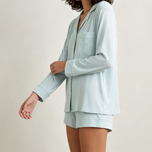 Ensemble de pyjama pour femmes, vêtements de nuit en fibre de bambou, doux, sur mesure, vente en gros, étiquette privée, fabricant OEM ODM pour les marques - Product Image 3