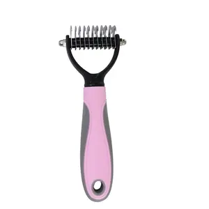 Professionele Pet Deshedding Borstel Dubbelzijdig Shedding Massage Ontspannende Huisdier Grooming Tool Hond Debatting Kam Hark