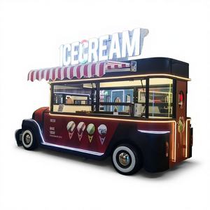 Camión de Comida Rápida Móvil Retro de Acero Inoxidable para Café y Helados - Product Image 1