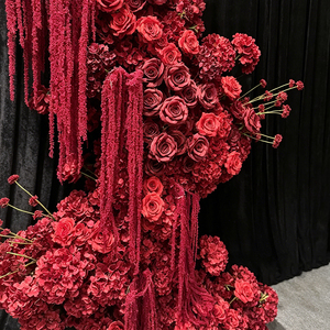 Moody Burgundy Tassel Silk Floral Handmade Modern Wedding Chinese New Year Christmas Entrance <b>Ornament</b> - Product Image 3