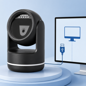 Lecteur de codes-barres de bureau RD10 avec écran, décodage rapide 60 ips, scanner de codes de paiement mains libres pour magasins, pharmacies et entrepôts - Product Image 1