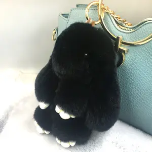 Kawaii 18cm Emulate Bunny Keychain Soft Cute Faux Fur Pom Pom Fluffy Plush Pendant Car Bag Keyring Pompom For Girlfriend