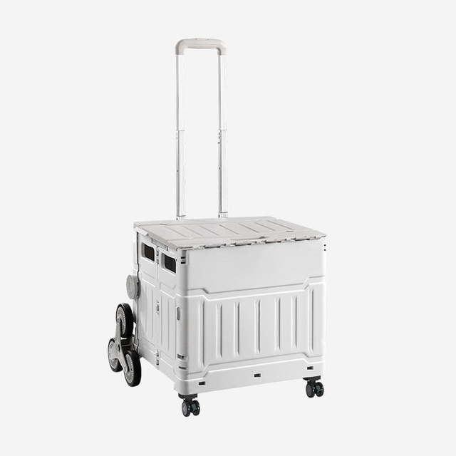 Portable Wholesale Grocery Bins Foldable Box Collapsible Reusable Shopping 8 Rounds Cart Folding Trolley Luggage Cart