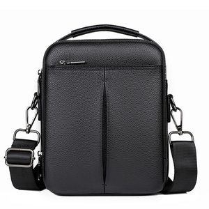 Sac messager rétro en cuir PU personnalisé pour homme, sac à bandoulière noir décontracté en cuir véritable souple pour le travail et les activités de plein air - Product Image 5