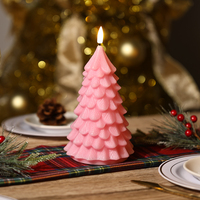 Matti's Fernbedienung 3D Echte Flamme Säulenkerze Rosa Baum Fernbedienung Timer Batteriebetrieben Weihnachtsbaum LED-Kerze Flammenlos