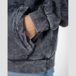 Sweats à capuche délavés à l'acide poids lourd 360 Gsm Logo personnalisé hommes en détresse surdimensionné blanc gris foncé 100% coton imperméable - Product Image 1