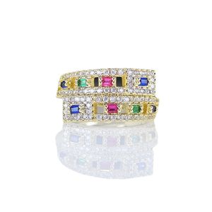 Anello Aperto Regolabile a Doppio Strato con Accenti Colorati, Anello Creativo da Donna - Product Image 2