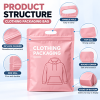 Sacs d'emballage pour vêtements en Mylar à fond plat personnalisés, avec fermeture éclair, anti-poussière et anti-humidité, pour les boutiques de vêtements et les grossistes