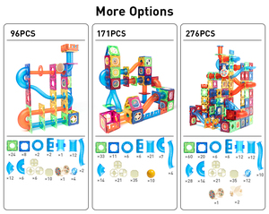 171 pezzi di blocchi di costruzione Set di palle di marmo giocattoli di corsa del gambo del magnete giocattolo educativo 3D piastrelle magnetiche per i bambini - Product Image 6