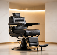 Chaise de barbier de luxe moderne et robuste, inclinable hydrauliquement, noire, pour salon de coiffure, chaise de barbier professionnelle