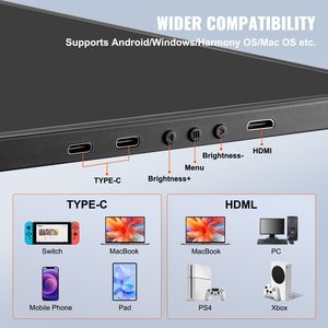 Portable 14 \ "FHD 1080P IPS double moniteur étendu écran d'ordinateur portable Extender pivotant caractéristique USB-C/USB-A/Mini pour HDMI Compatible - Product Image 3