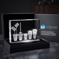 Cube en cristal gravé au laser 3D personnalisé Neelpure avec design de gobelet à boisson, souvenir d'entreprise personnalisé, ornement
