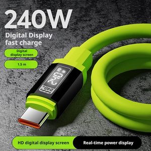 Câble de charge rapide USB-C ANNXIN ultra-rapide 240W haute puissance avec affichage numérique LED en silicone et puce E-Marker 6A pour ordinateur portable et téléphone - Product Image 4