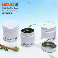 Boîte en fer blanc hermétique personnalisée OEM/ODM, cylindre métallique à double couvercle, vide, 30g, pour matcha