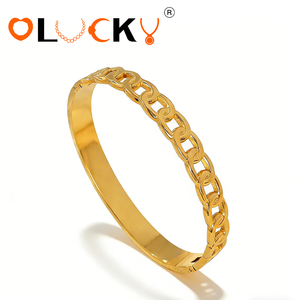 LUCKYJIU Custom Jewelry Manufacturer Wholesale Stainless Steel 18k Gold Plated Cuban Horseshoe Pig <strong>Nose</strong> Bangle Bracelet Women - Product Image 3