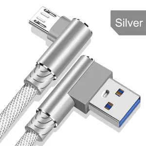 מיקרו USB כבל 2.4A מהיר מטען USB כבל 90 תואר מרפק ניילון קלוע נתונים כבל עבור סמסונג Xiaomi אנדרואיד טלפון