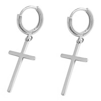 Boucles d'oreilles pendantes croisées style cool en acier inoxydable, Hip Hop Punk, unisexe, mode européenne et américaine, bijoux d'oreille tendance
