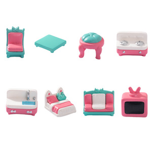 Ensemble de meubles miniatures Dp, échelle 1:12, style dessin animé, décoration de maison de poupée en résine, série rose - Product Image 5
