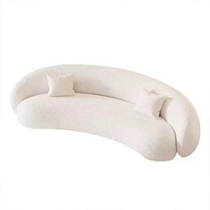 Divano componibile in stile scandinavo a tre posti con divano componibile in Cashmere tessuto crema spugna quadrata divano da salotto curvo senza barriere - Product Image 3