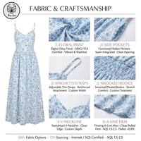 Robe longue élégante à imprimé floral et bretelles spaghetti, robe d'été décontractée pour la plage pour femmes, service OEM et ODM disponible