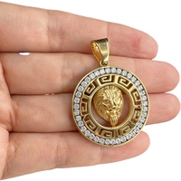 Beiyan marque haute qualité bijoux de mode en acier inoxydable Zircon brillant grande muraille motif doré tête de Lion pendentif