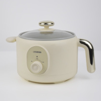 Marmite électrique multifonctionnelle de 20 cm à commande mécanique, économie d'énergie, en acier inoxydable avec revêtement céramique, capacité de 2 L, 600 W, en verre