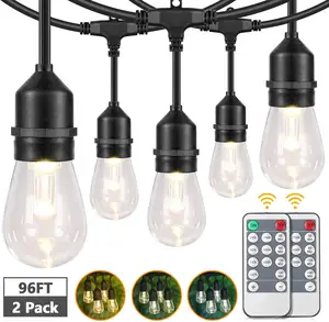 48FT Connectable Waterproof Patio Lights of String led Bulbs Warm/Nature/Daylight White Shatterproof 3 Color LED String Lights
