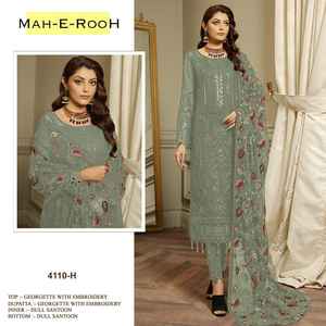 Fournisseur en gros Broderie lourde en fausse georgette 3mm Séquence Travail Dames Pakistanaise Soie Salwar Costume Mariage Fête Porter Pelouse - Product Image 6