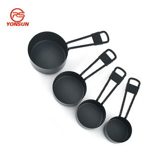Lot de 9 tasses à mesurer en acier inoxydable noir avec revêtement antiadhésif, ensemble de cuillères, outils de cuisson, outils de cuisine - Product Image 4