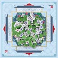 Ensemble de mahjong américain de luxe moderne, 160 pièces, 32 mm, tuiles en acrylique gravées à 4 couches avec motif de pivoine bleue et rouge
