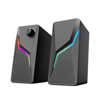 Speaker komputer portabel, kabinet plastik untuk Gaming, speaker komputer Desktop bercahaya RGB berkabel USB 2.0